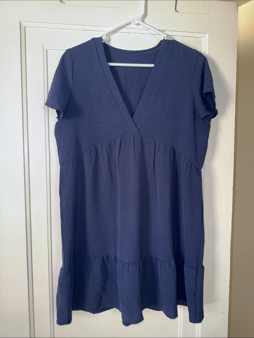 Navy V-Neck Short Sleeve Women’s Dress